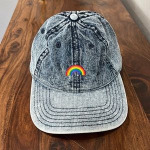 American Eagle Acid Wash Denim Rainbow Logo Baseball Cap